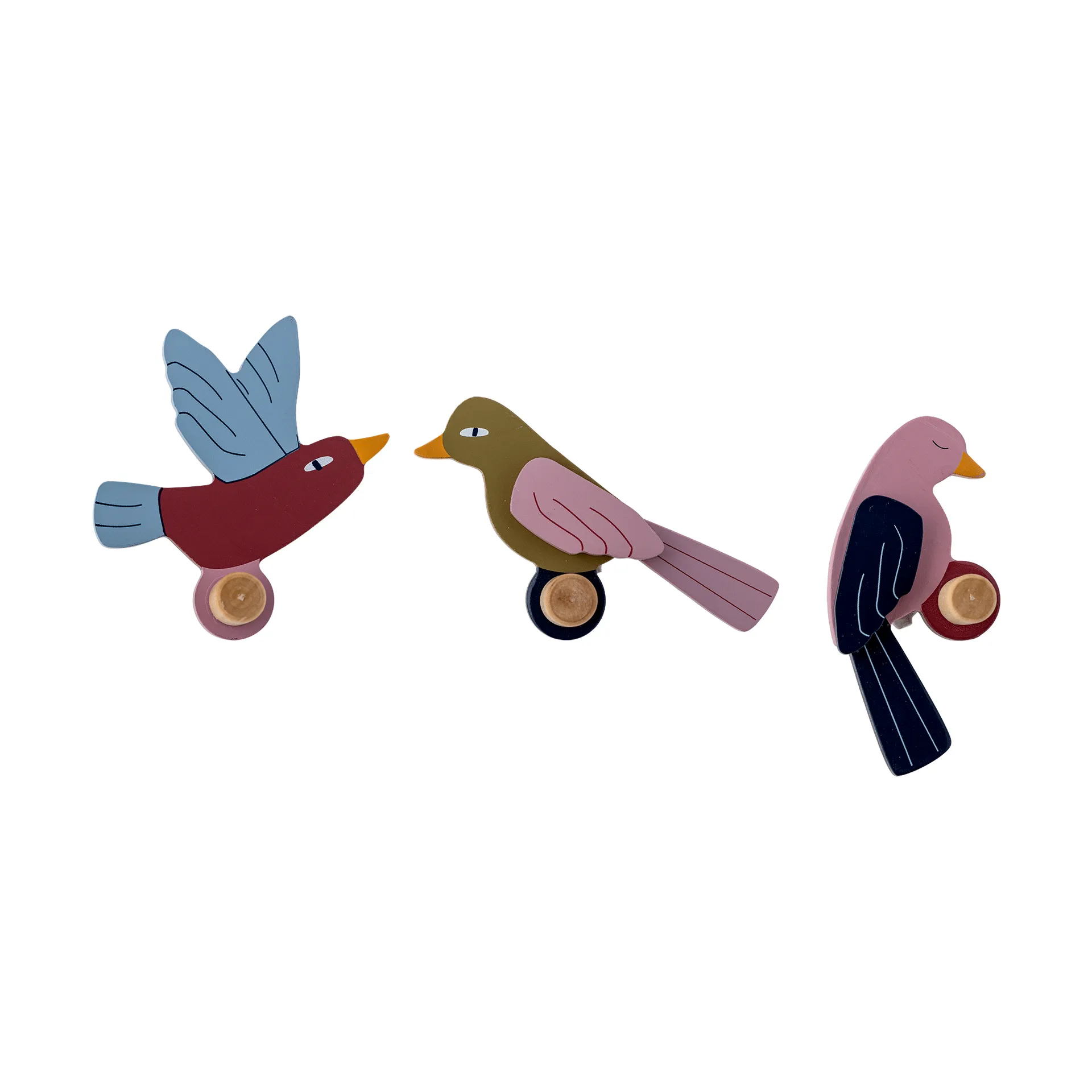 Lewi hook 3 pieces, Birds, blue-pink Bloomingville