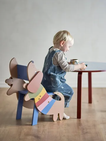 Liova table - Blue-white, Ø65 cm - Bloomingville