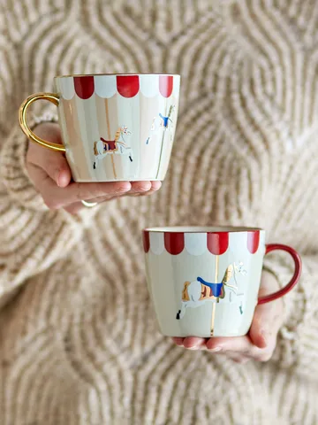 Merry-go-round cup 30 cl 2 pieces - Red-white - Bloomingville