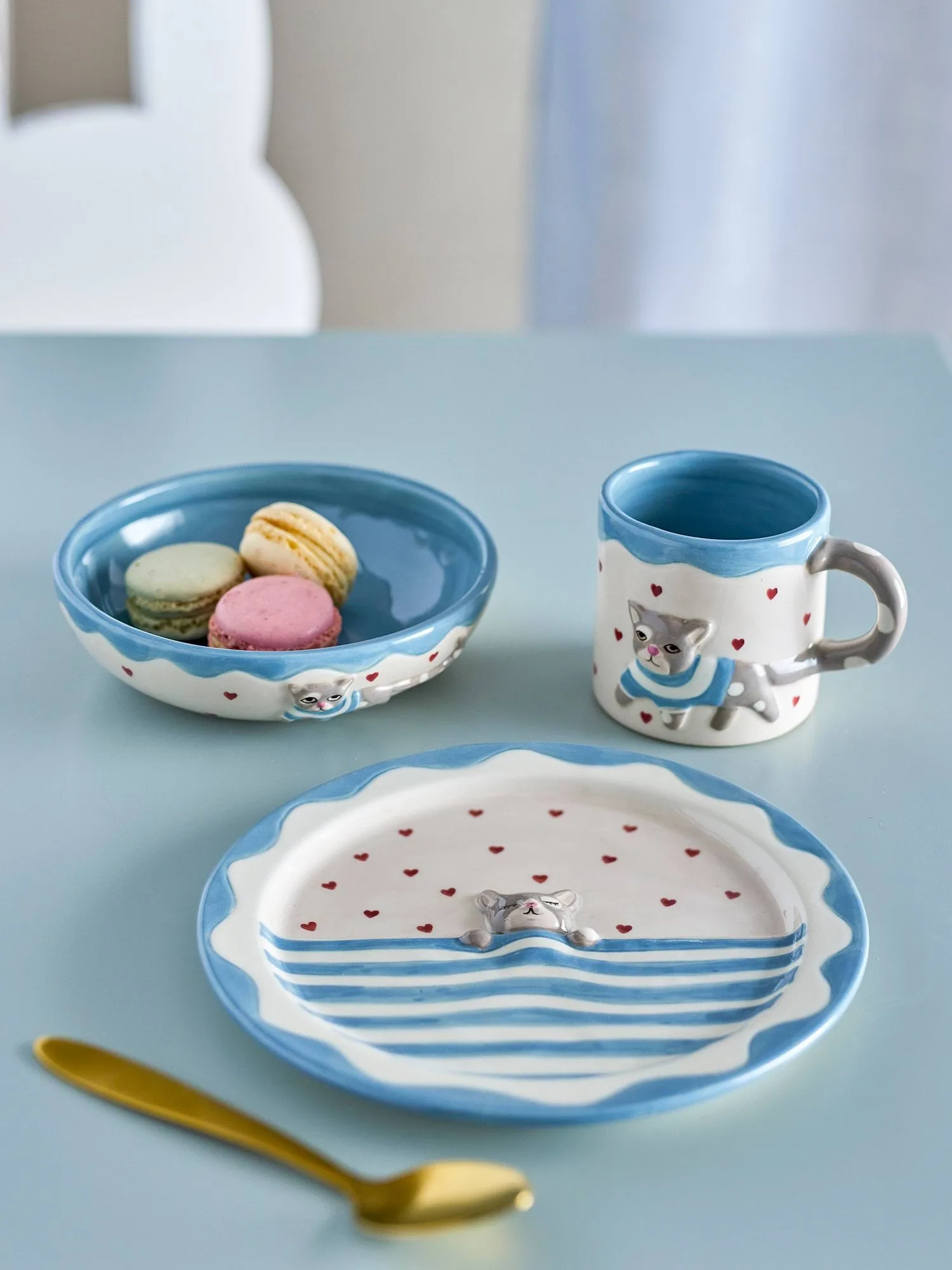 Mille dinner set, Cats, 3 pieces Bloomingville