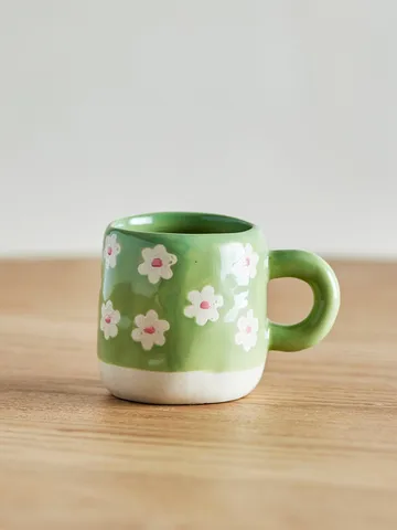 Millie cup 110 ml - Green, flowers - Bloomingville