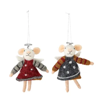 Peo Christmas tree decorations wool 2 pieces - Red - Bloomingville
