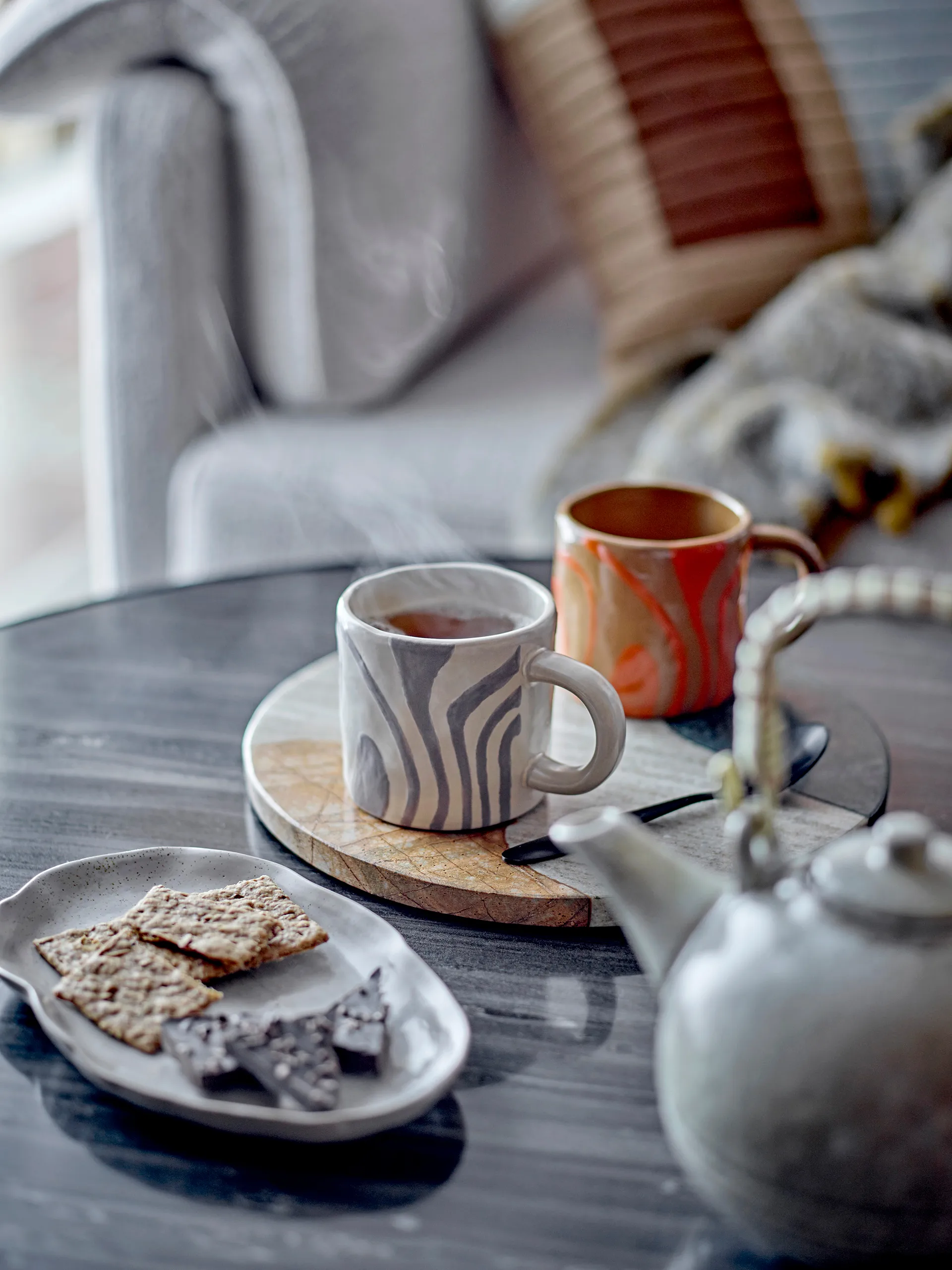 Peroya serving plate 12.5x19.5 cm, Grey Bloomingville