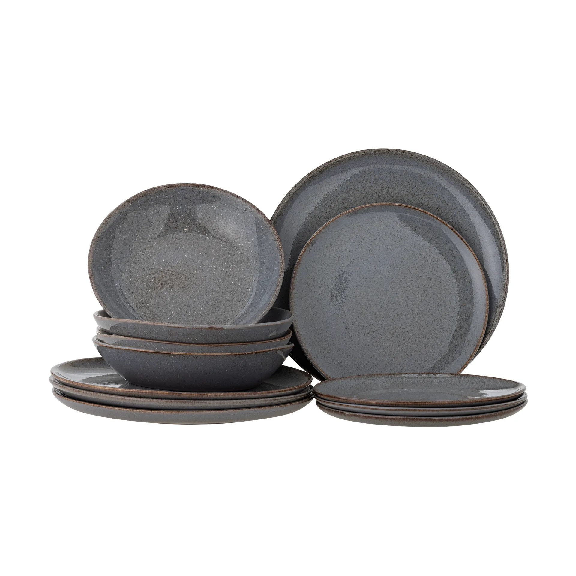 Sandrine Dinnerware Set 12 Pieces, Grey Bloomingville
