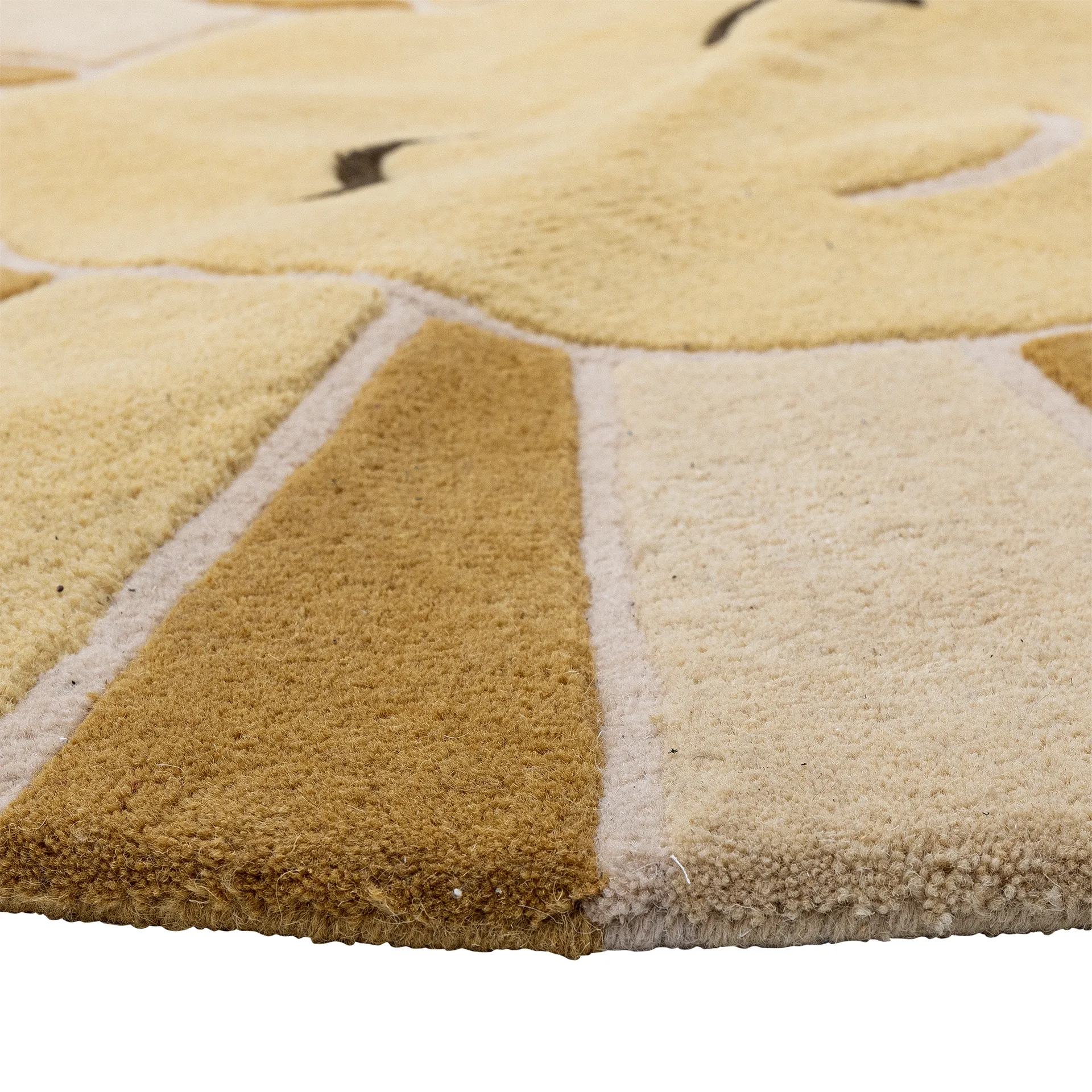 Sun wool rug Ø110 cm, Yellow Bloomingville