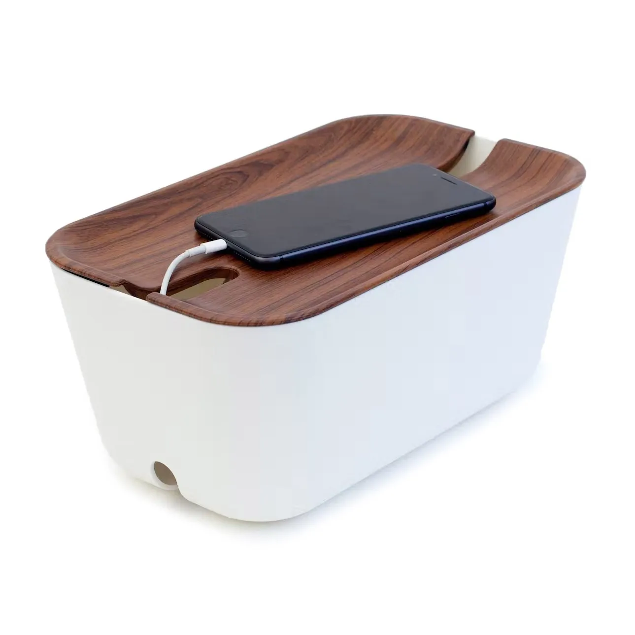 Cable organiser M, dark brown wooden print Bosign