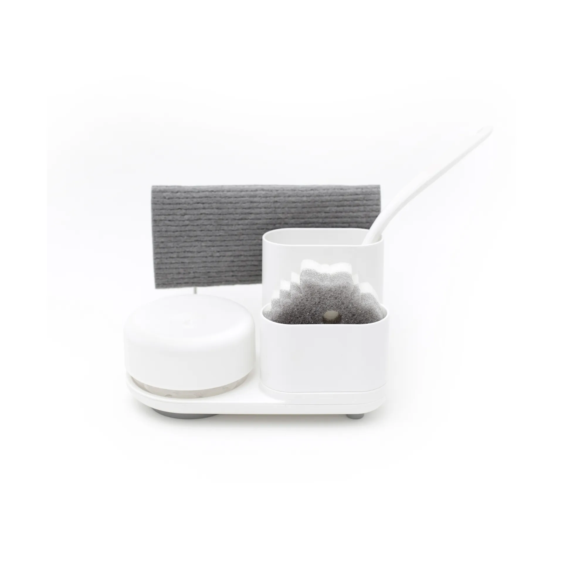 Do-Dish Caddy PLUS dish soap pump with storage, White Bosign