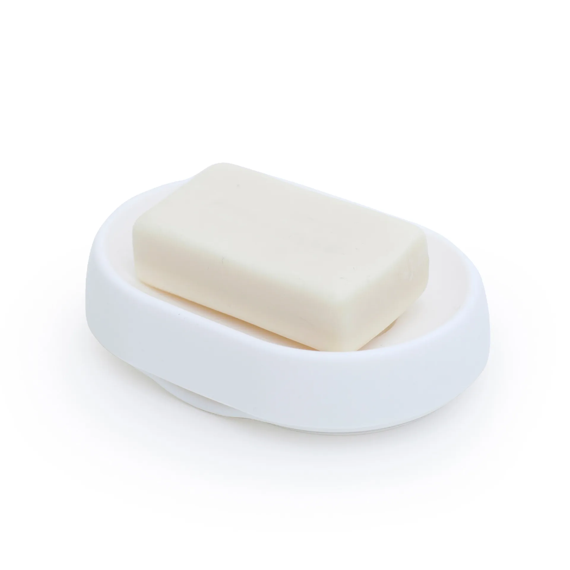 Soap tray with concealed drain spout in silicone - large, White Bosign