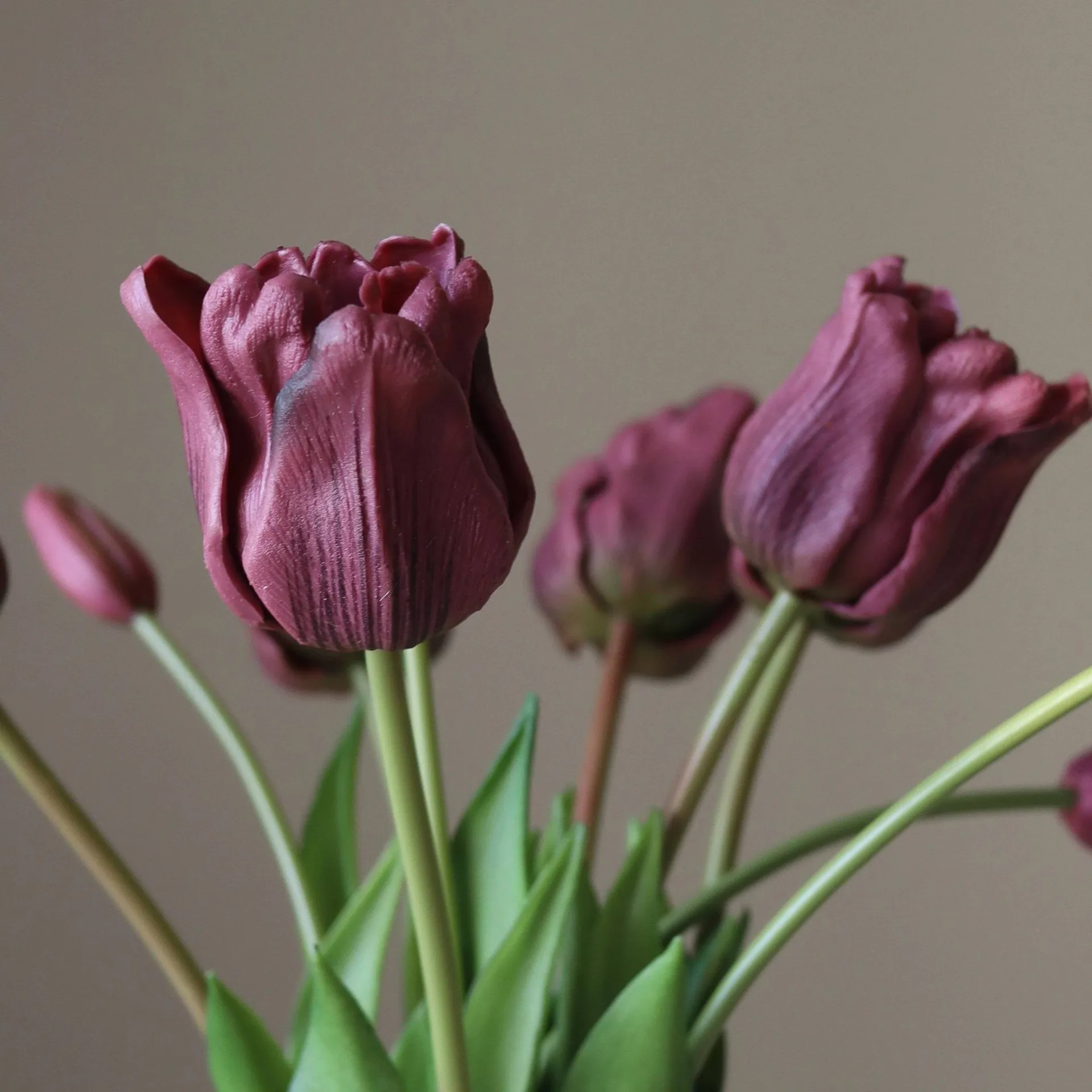 Triumph tulips artificial bouquet, Purple, 10 pcs Botané
