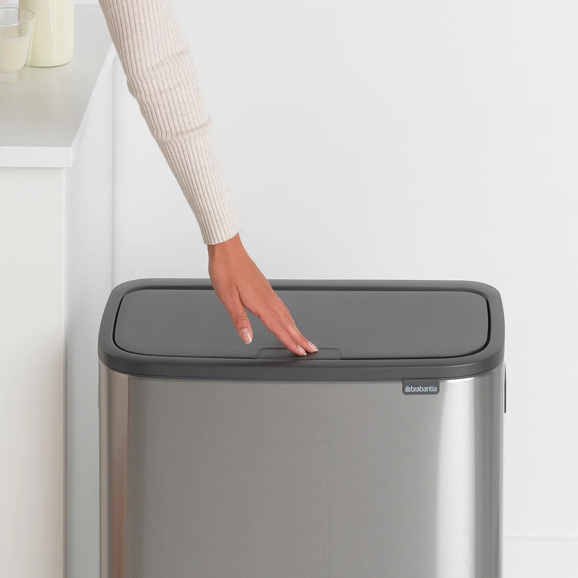 Bo touch bin 60 L, Matte brushed steel Brabantia