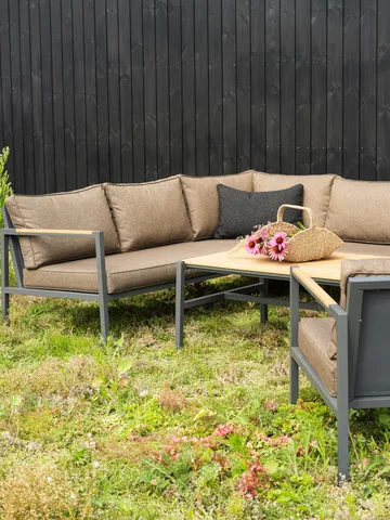 Cap sofa group - Anthracite-brown, 6-seater - Brafab