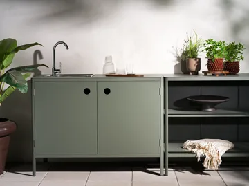 Kelia outdoor kitchen base cabinet with sink - Nordic green, 121x90x64 - Brafab