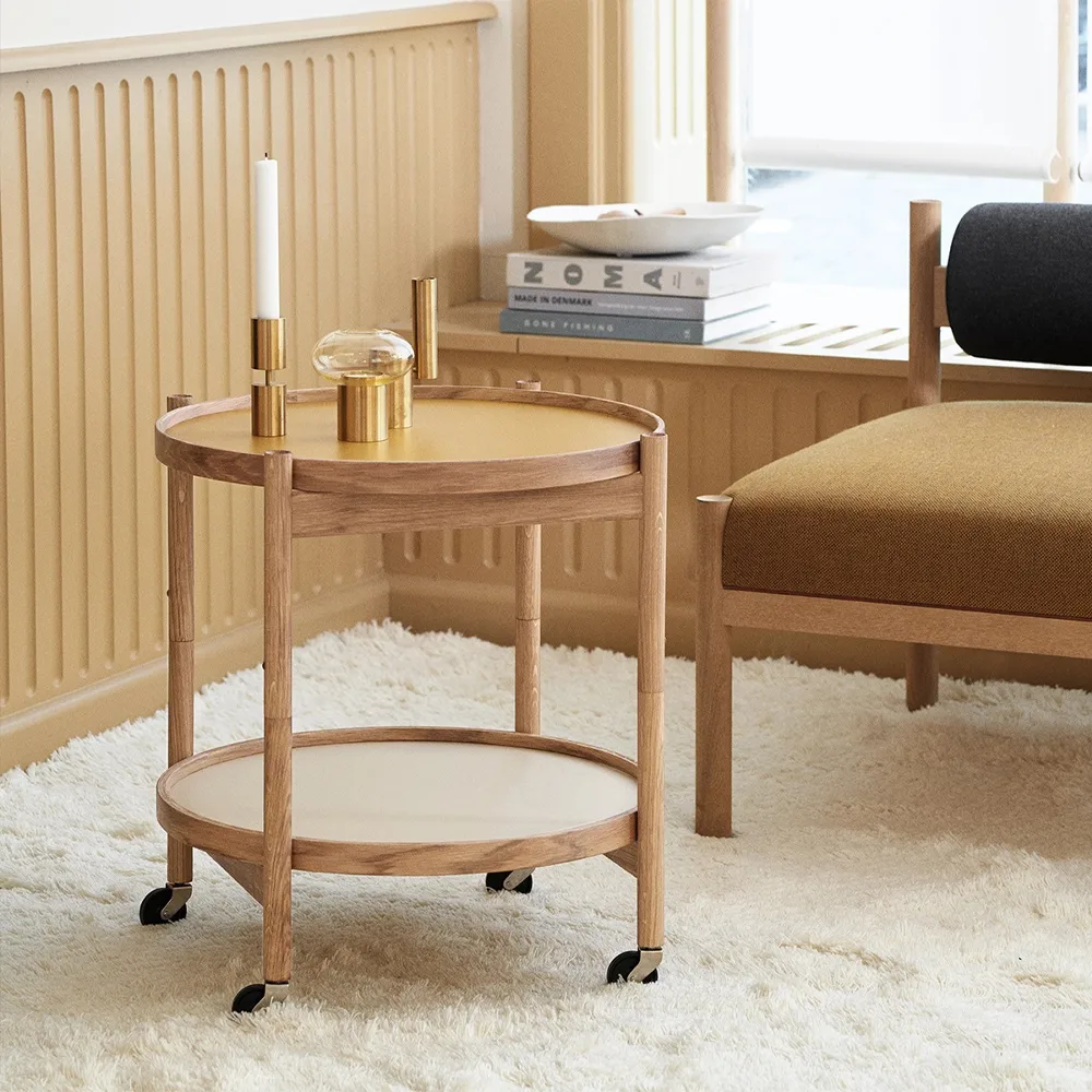 Bølling Tray Table model 50, Stone, smoke oiled oak stand Brdr. Krüger