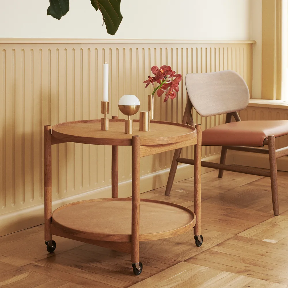 Bølling Tray Table model 60, Oak black lacquered, black lacquered oak stand Brdr. Krüger