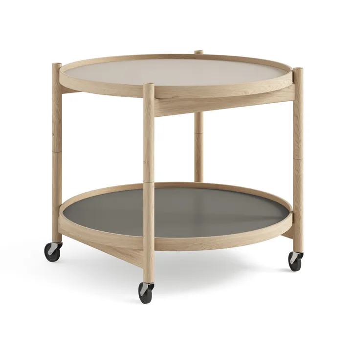 Bølling Tray Table model 60 - Stone, untreated oak stand - Brdr. Krüger