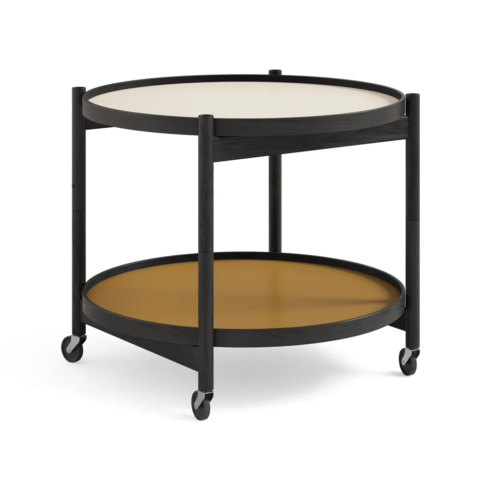 Bølling Tray Table model 60, Sunny, black lacquered oak stand Brdr. Krüger