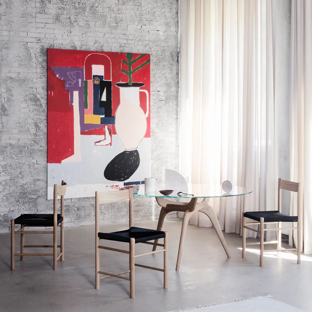 F-chair, Black ash, black woven seat Brdr. Krüger