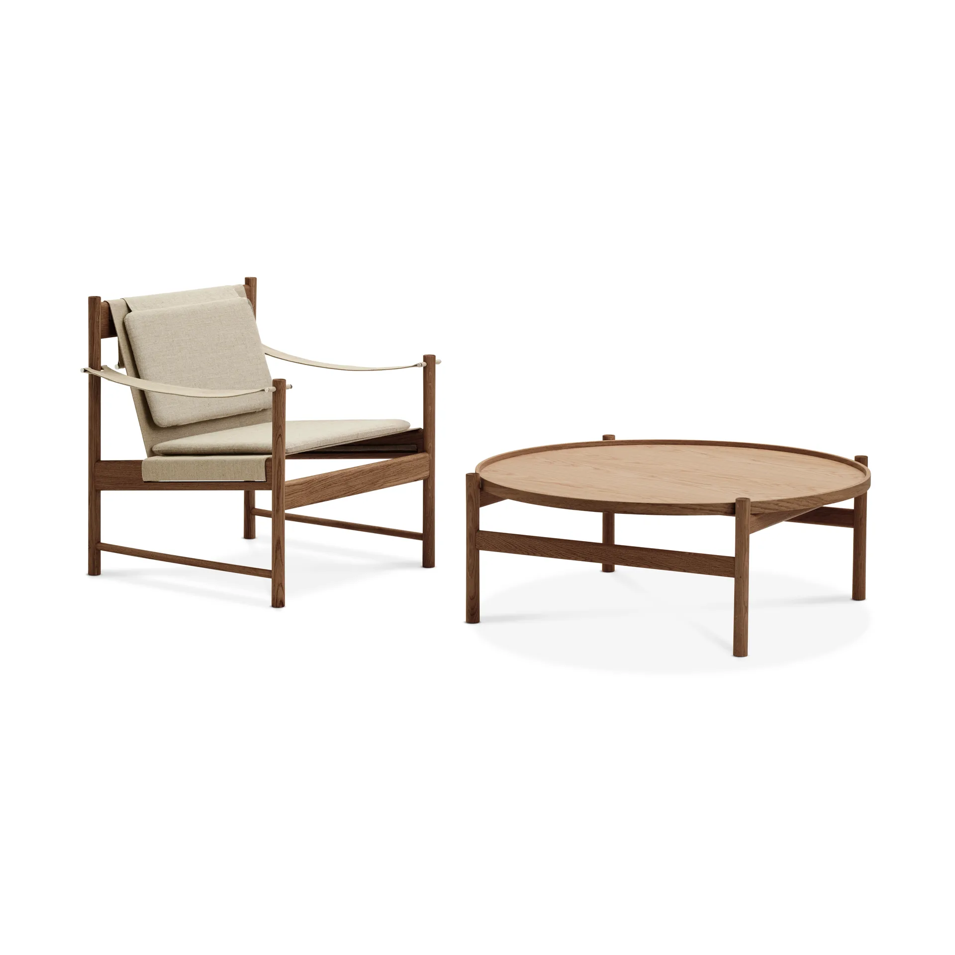 HB lounge chair, Smoke oiled oak-canvase nature Brdr. Krüger