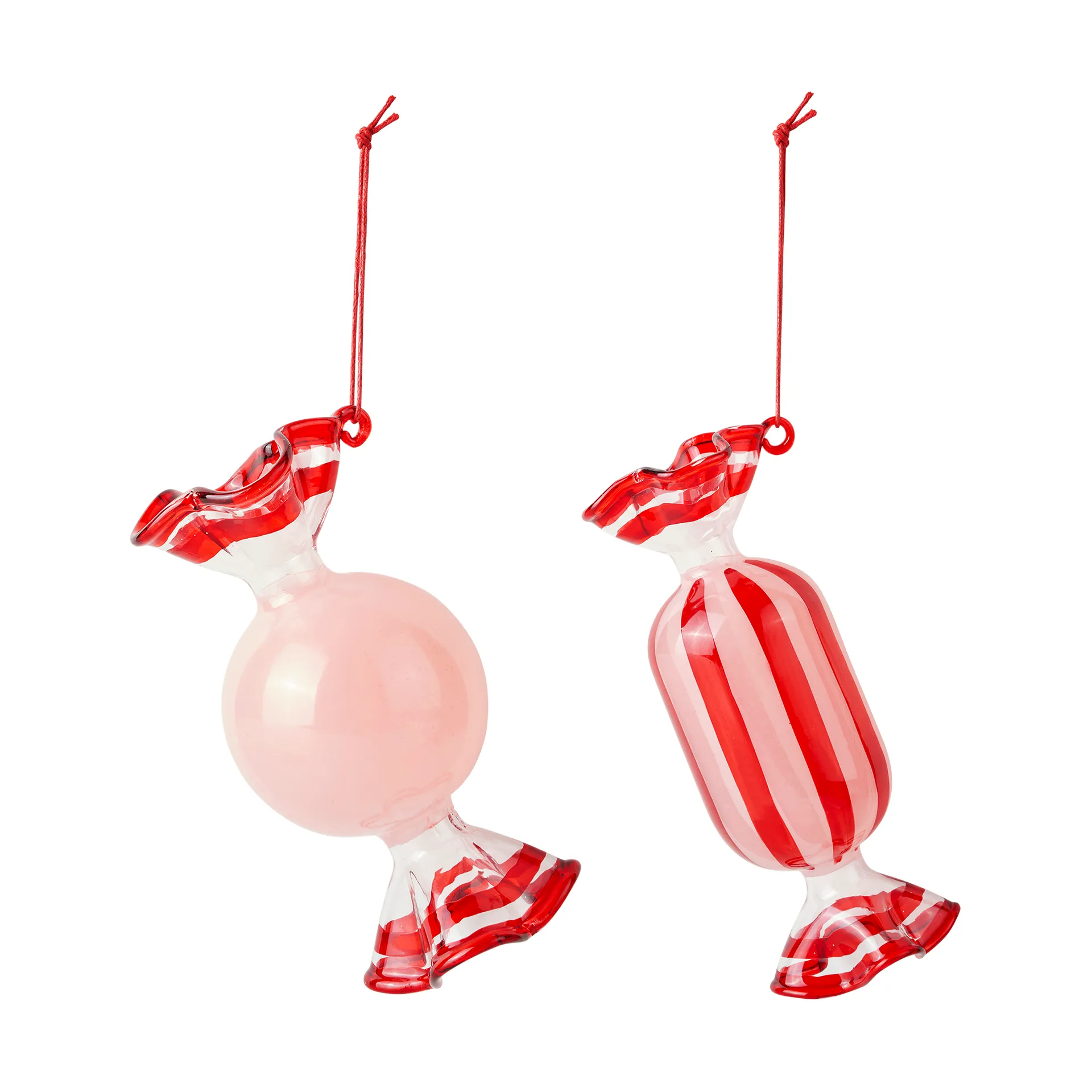 Candy Christmas tree pendant glass 2 pieces, Dusty pink Broste Copenhagen