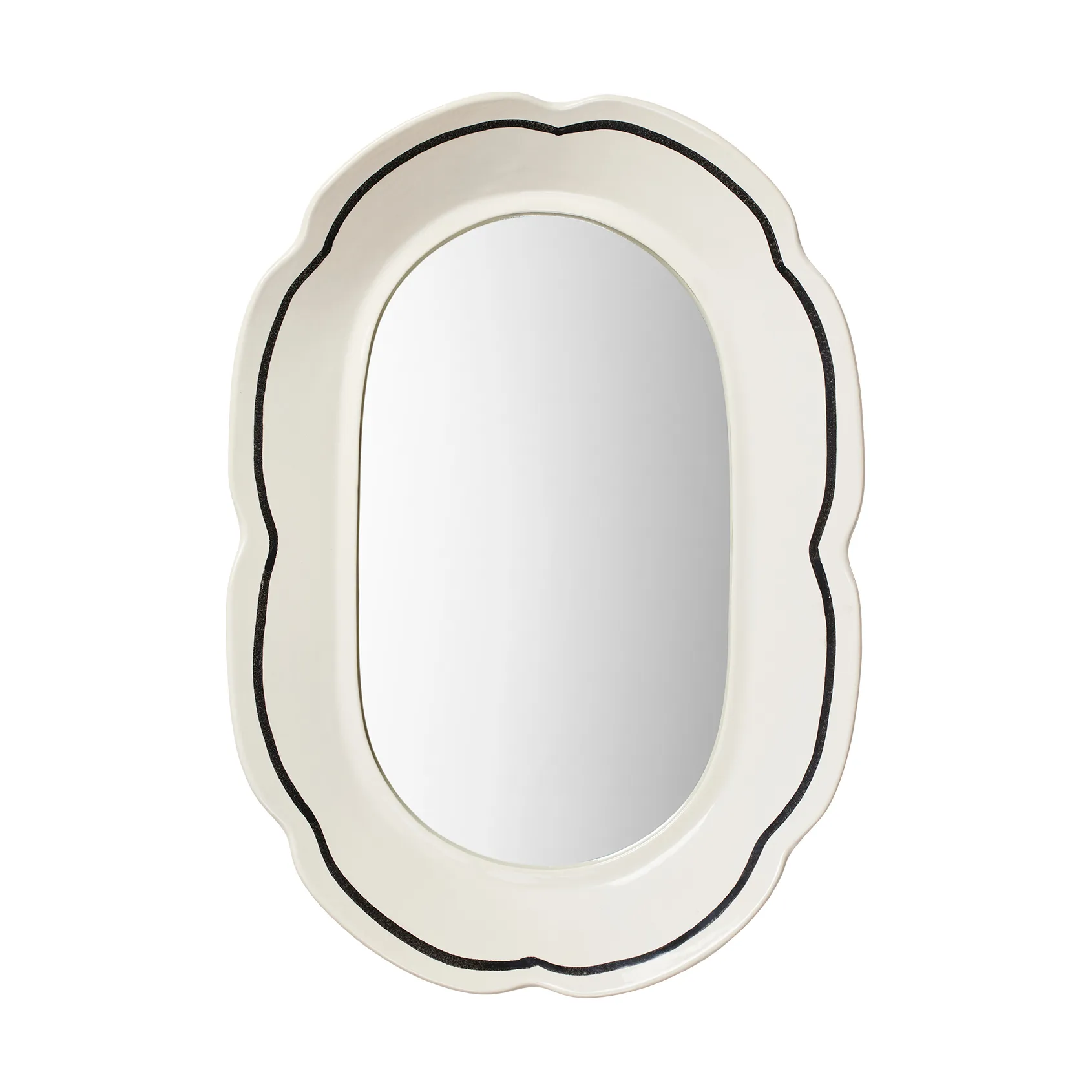 Hilma mirror 30x45 cm, Off white-black Broste Copenhagen