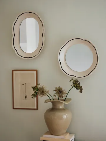 Hilma mirror Ø36 cm - Off white-black - Broste Copenhagen