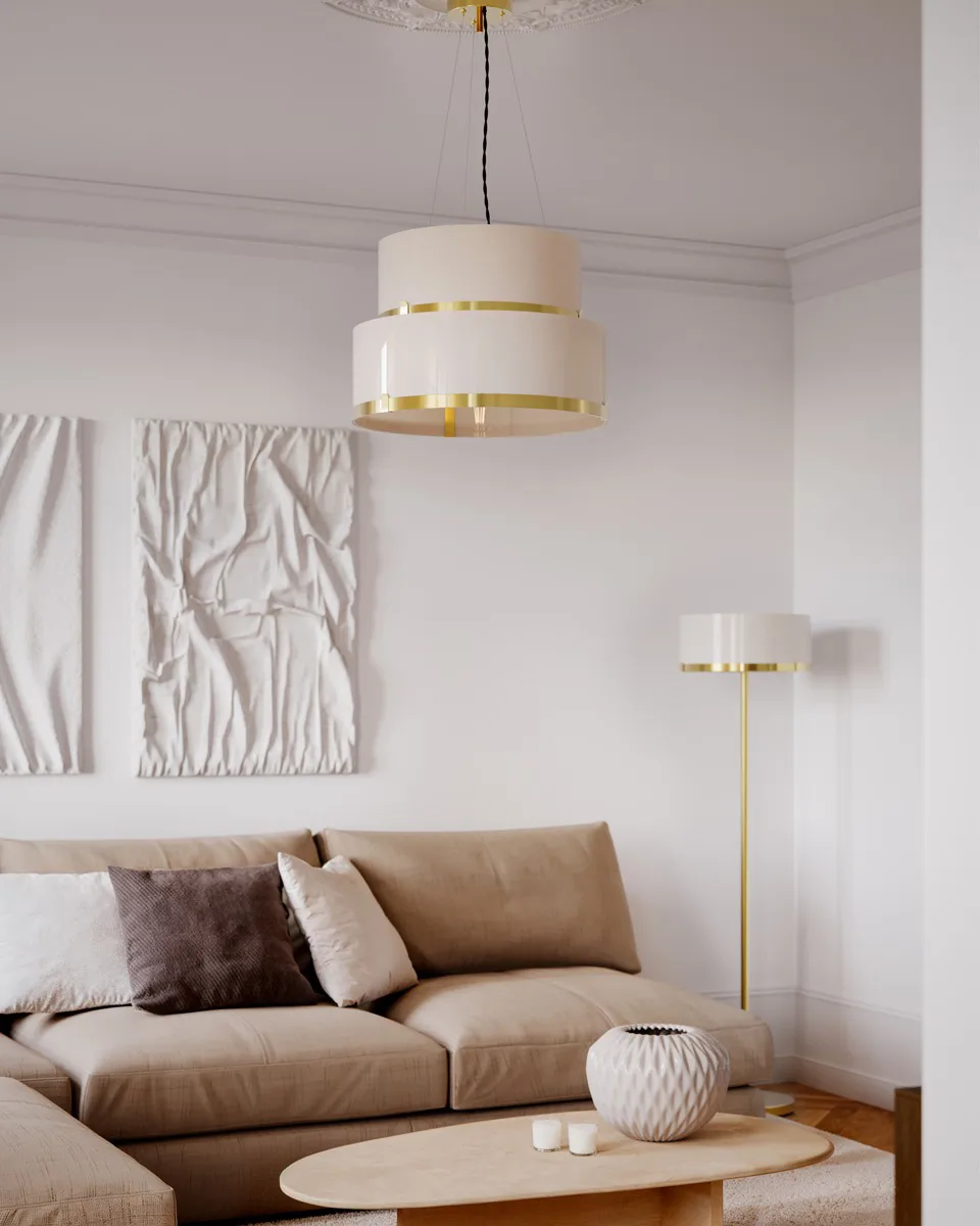 Marcel pendant lamp Ø50 cm, Brass-white By Rydéns
