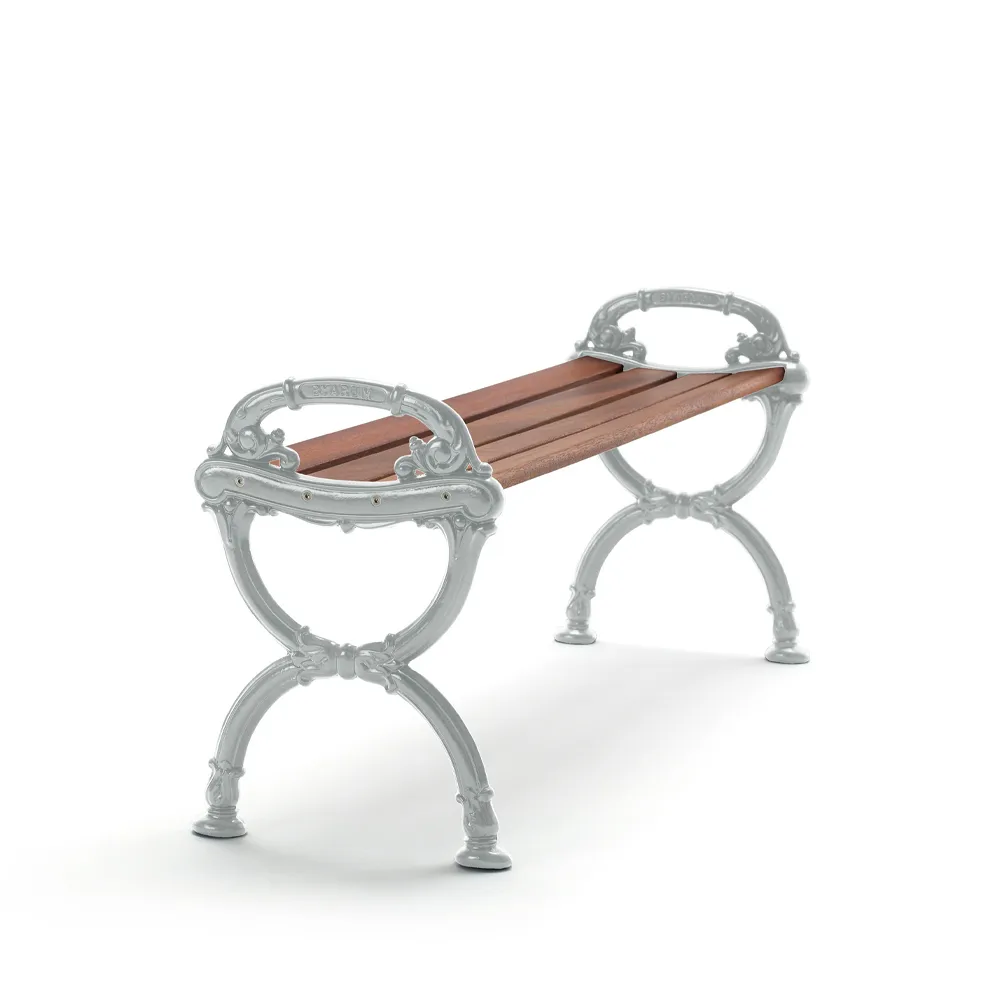 Byarum Bench, Mahogany, raw aluminum stand Byarums bruk
