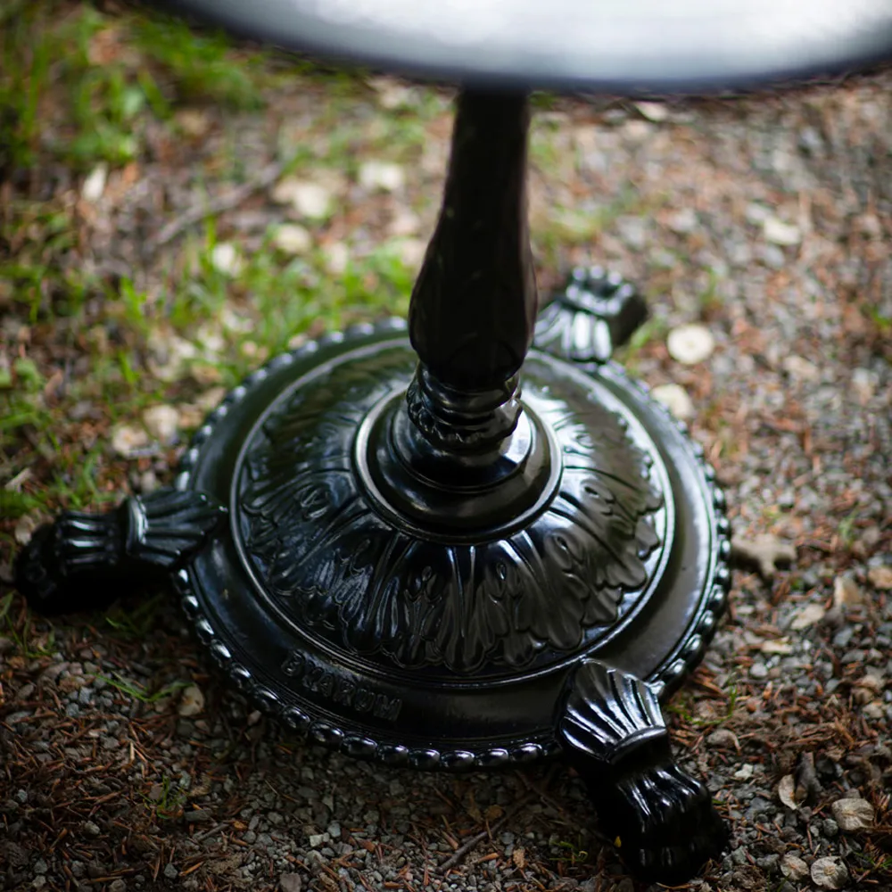 Classic coffee table, Marble white, raw aluminum stand Byarums bruk