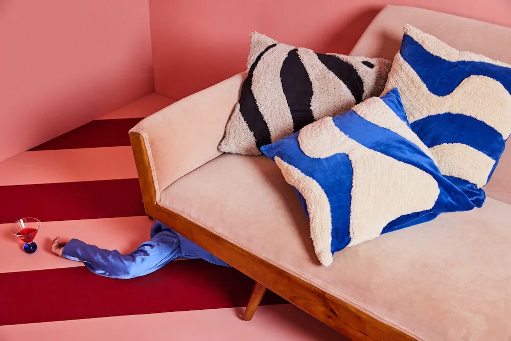 Fluffy cushion 50x50 cm, Blue-beige Byon