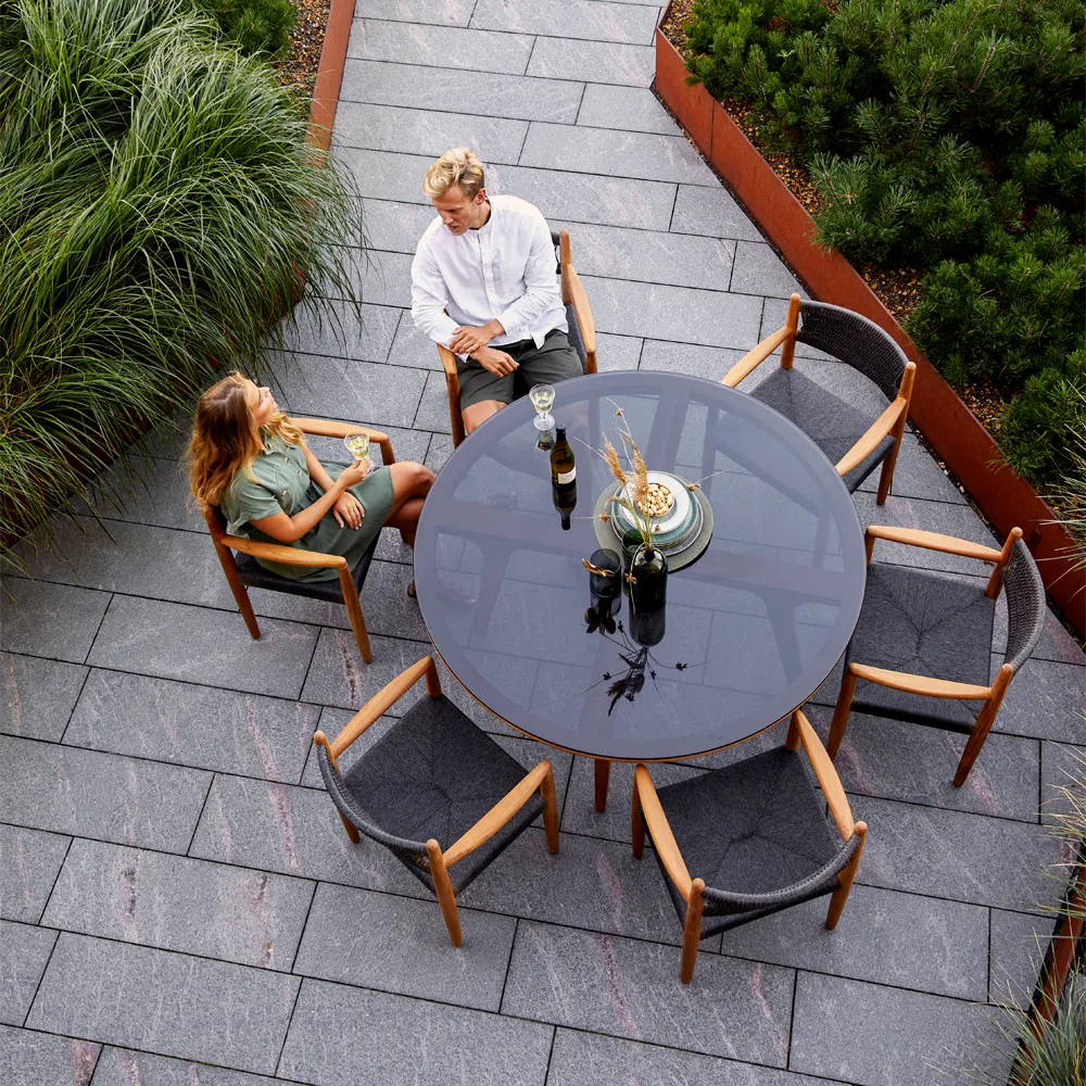 Aspect dining table round, Fossil grey-teak Cane-line