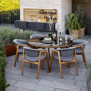 Aspect dining table round - Smokey black-teak - Cane-line