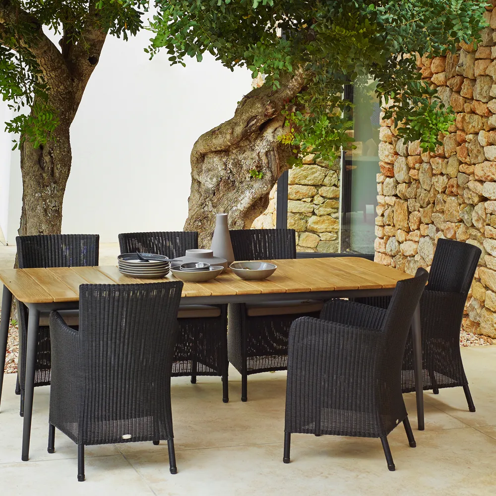 Core dining table teak 160x100x74 cm, Taupe tripod Cane-line