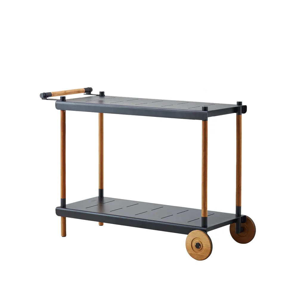 Frame serving trolley, Lava grey, teak stand Cane-line