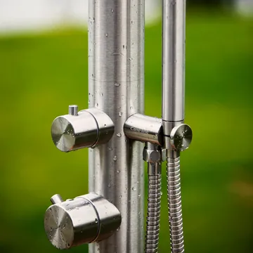 Lagoon outdoor shower - Stainless steel, teak & lava grey base - Cane-line