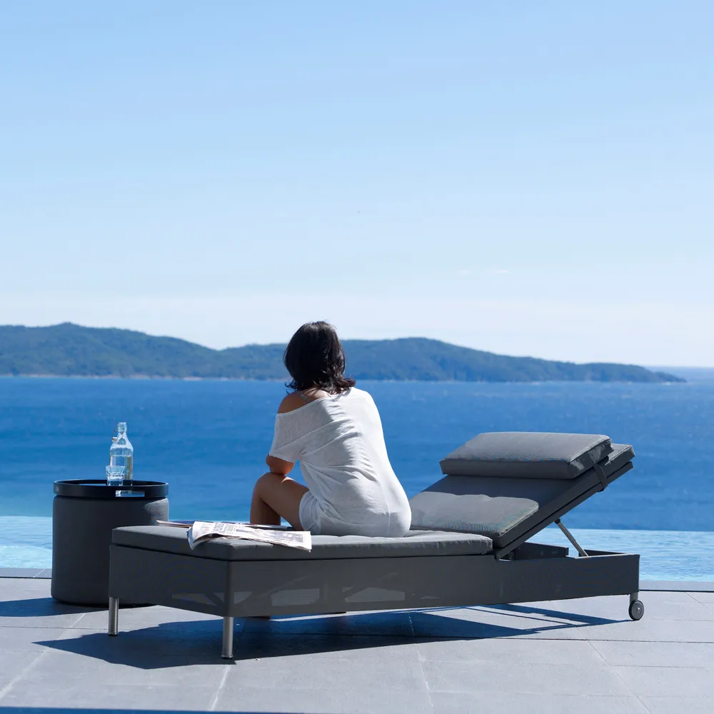 Rest sun lounger, Cane-Line Natté grey, double Cane-line