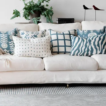 Amar cushion cover 50x50 cm - white-blue-aqua - Chhatwal & Jonsson