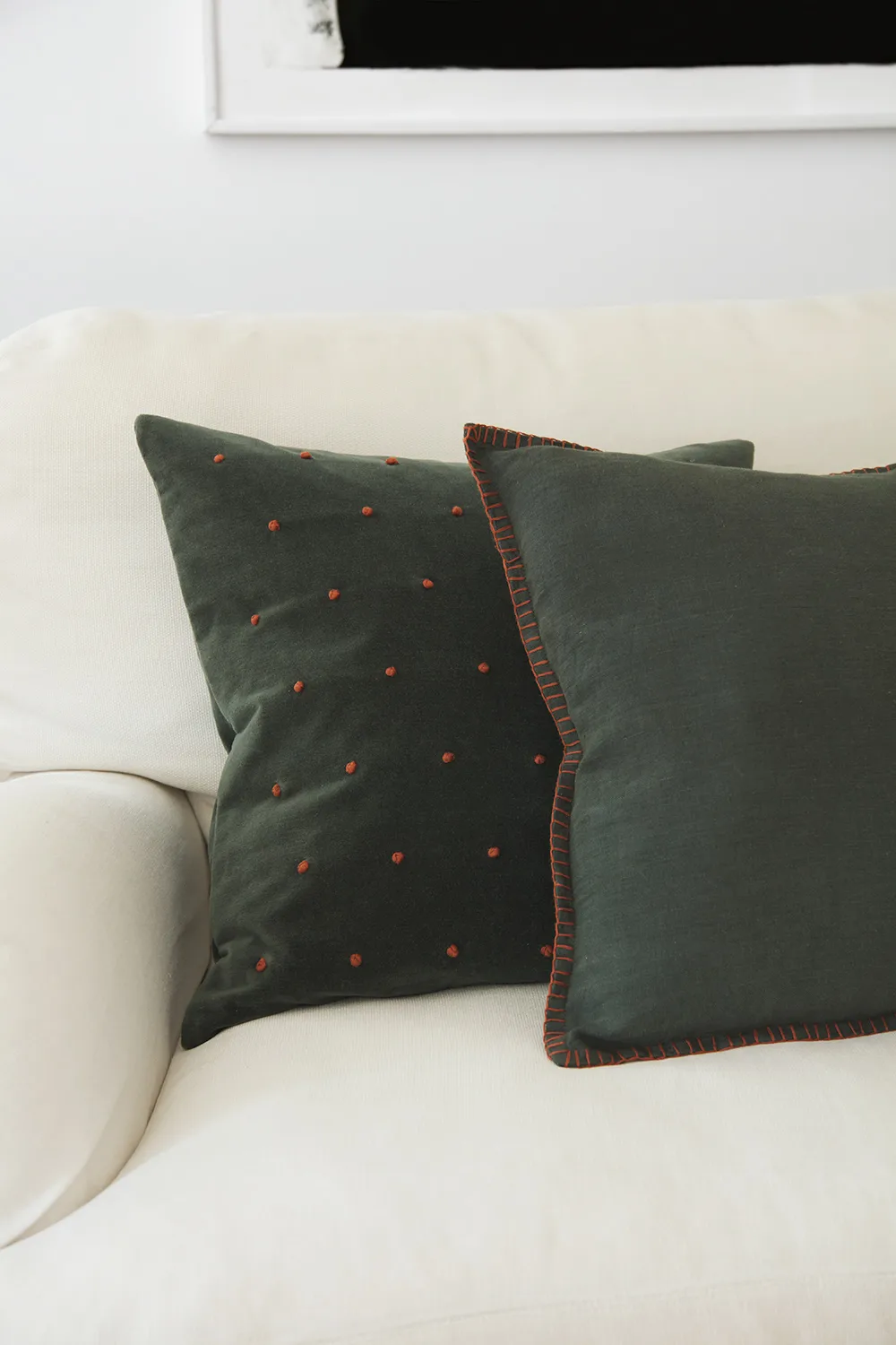 Arun cushion cover 50x50 cm, Forest green-terracotta Chhatwal & Jonsson