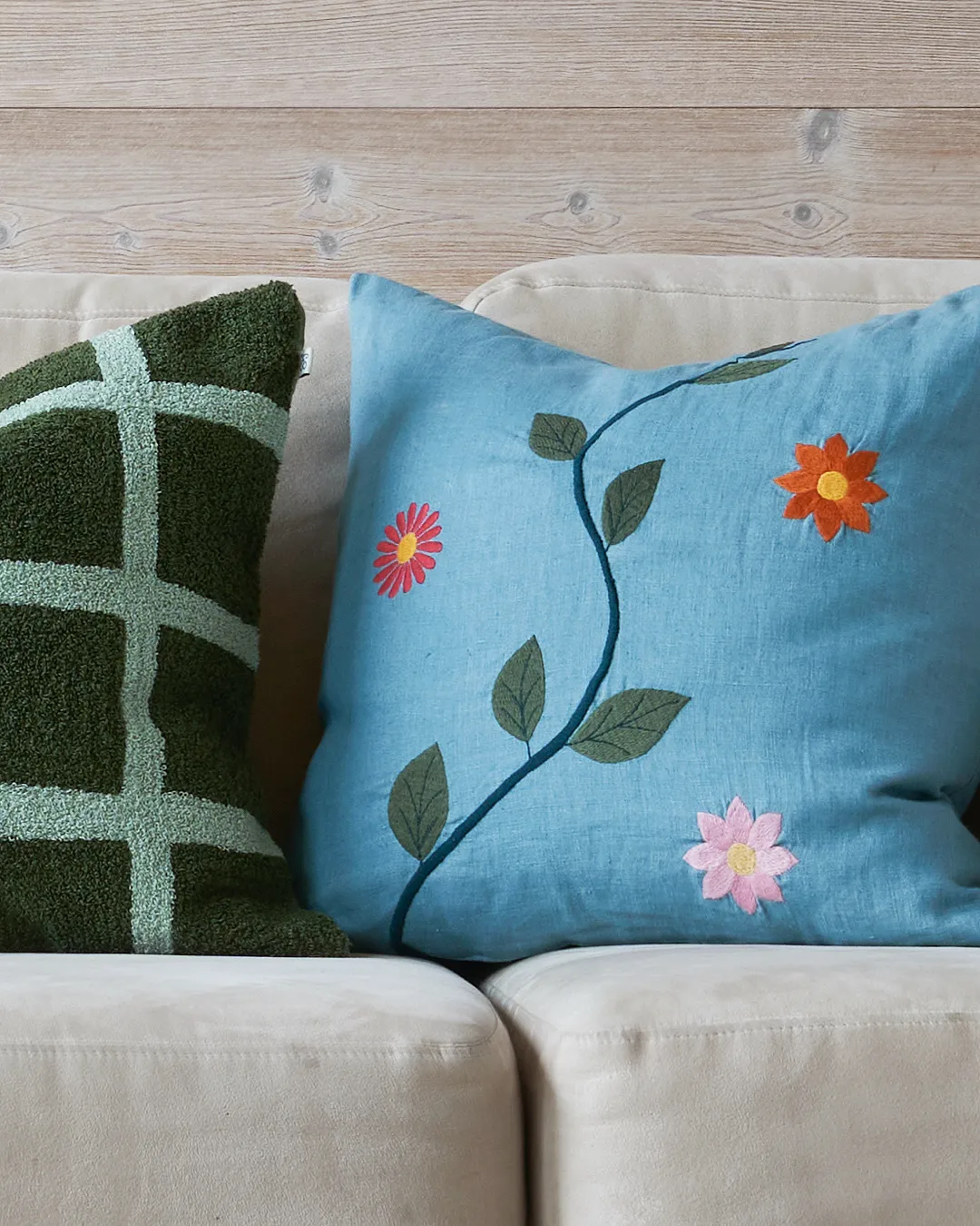 Check cushion cover 50x50 cm, Cactus Green-Aqua Chhatwal & Jonsson