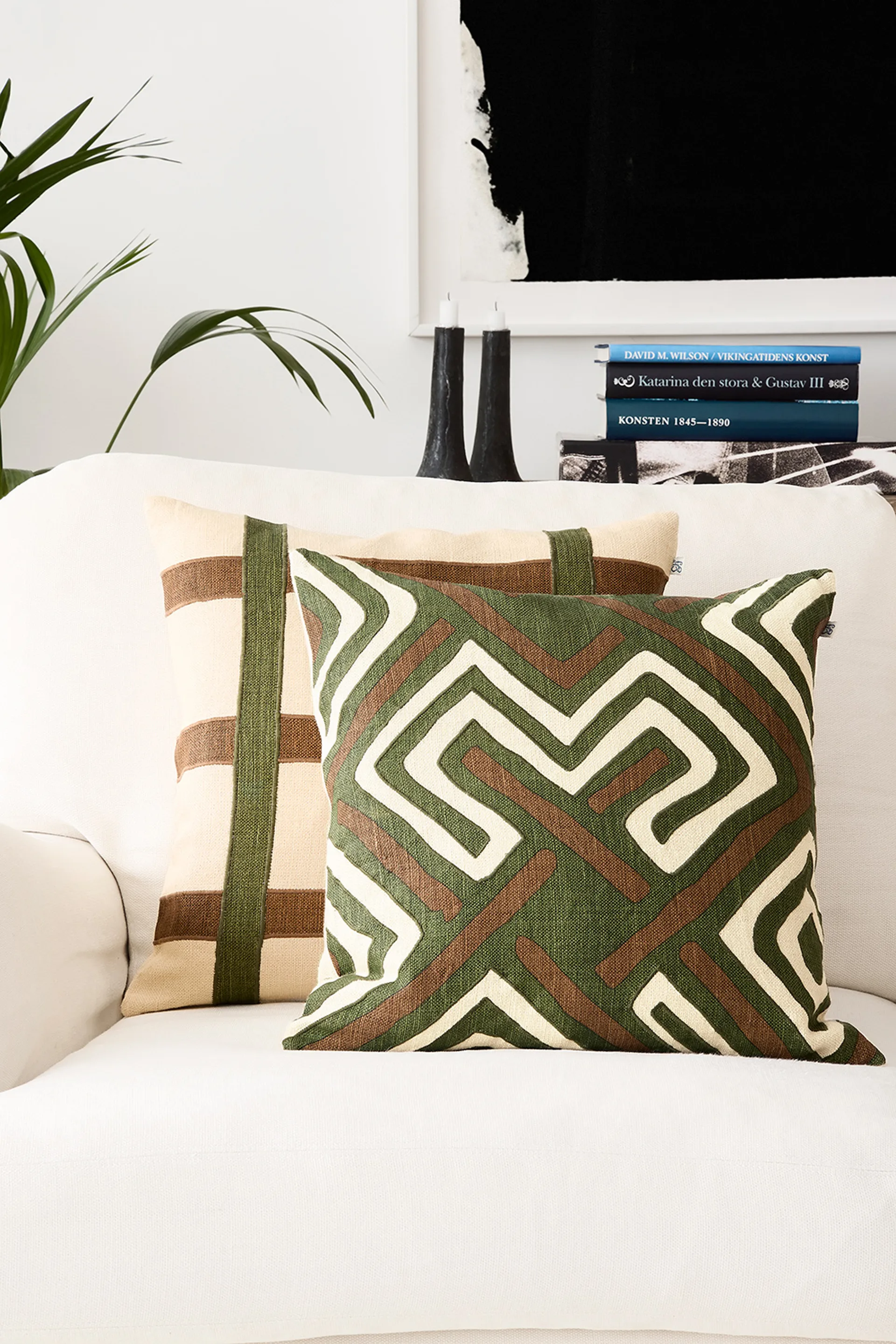 Gujarat pillowcase 50x50 cm, Taupe-Cactus Green Chhatwal & Jonsson