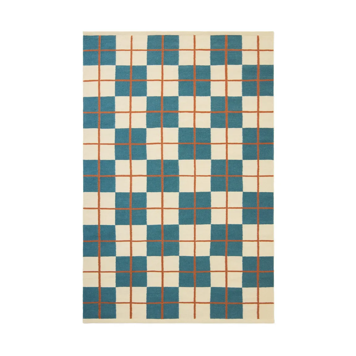 Haveli rug 180x270 cm, Heaven blue-light khaki-rust Chhatwal & Jonsson