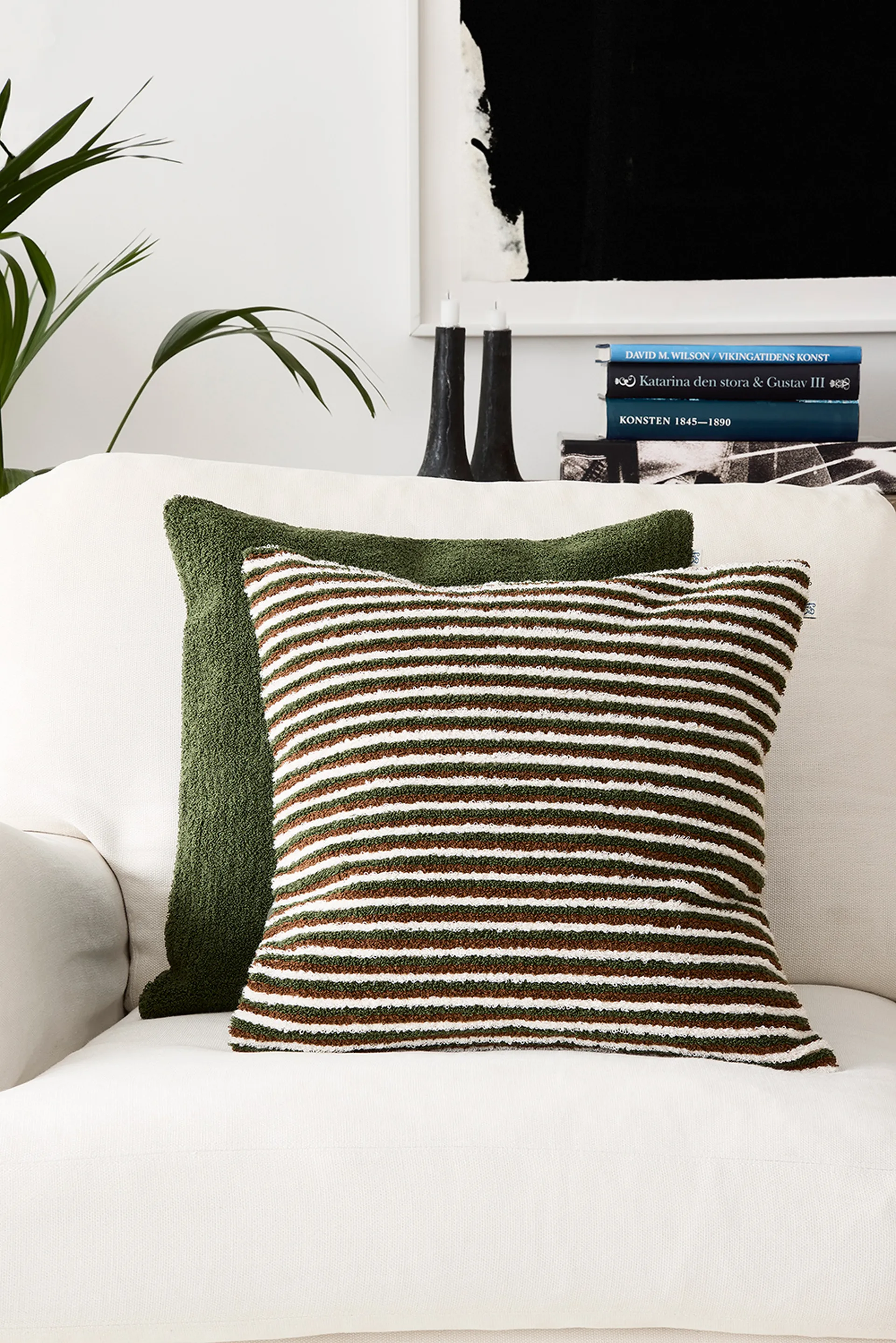 Raipur pillowcase 50x50 cm, Cognac-Cactus Green-Off White Chhatwal & Jonsson