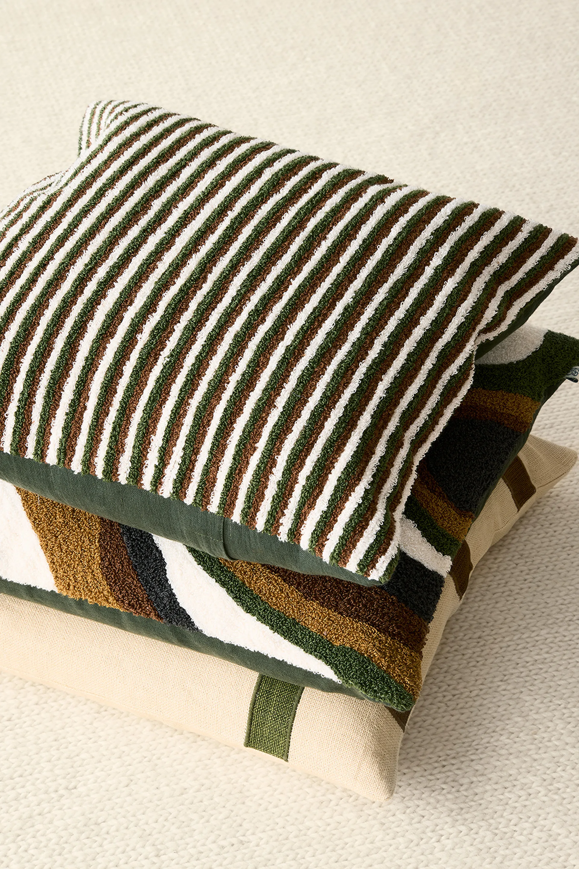 Raipur pillowcase 50x50 cm, Cognac-Cactus Green-Off White Chhatwal & Jonsson