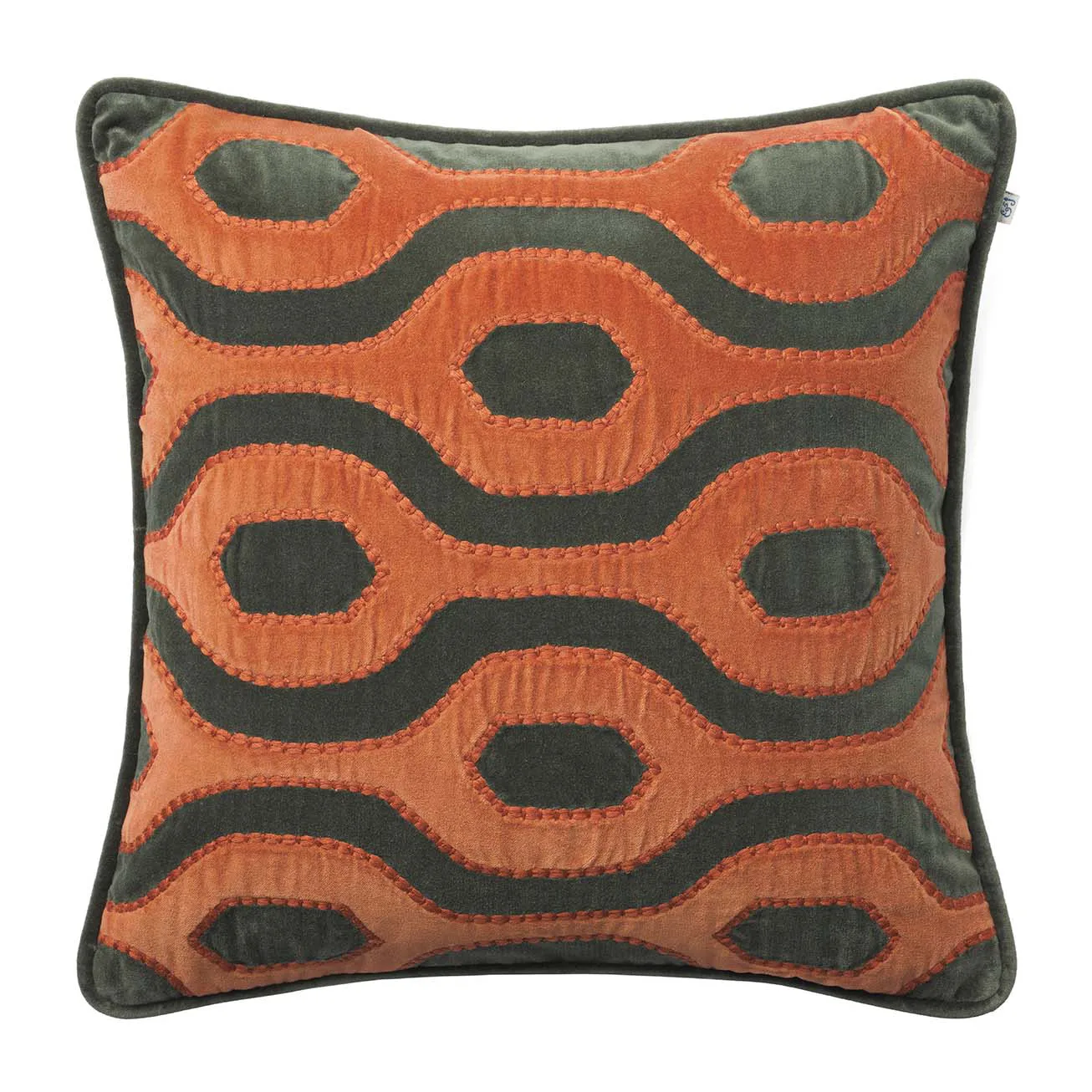 Varanasi cushion cover 50x50 cm, Forest green-terracotta Chhatwal & Jonsson