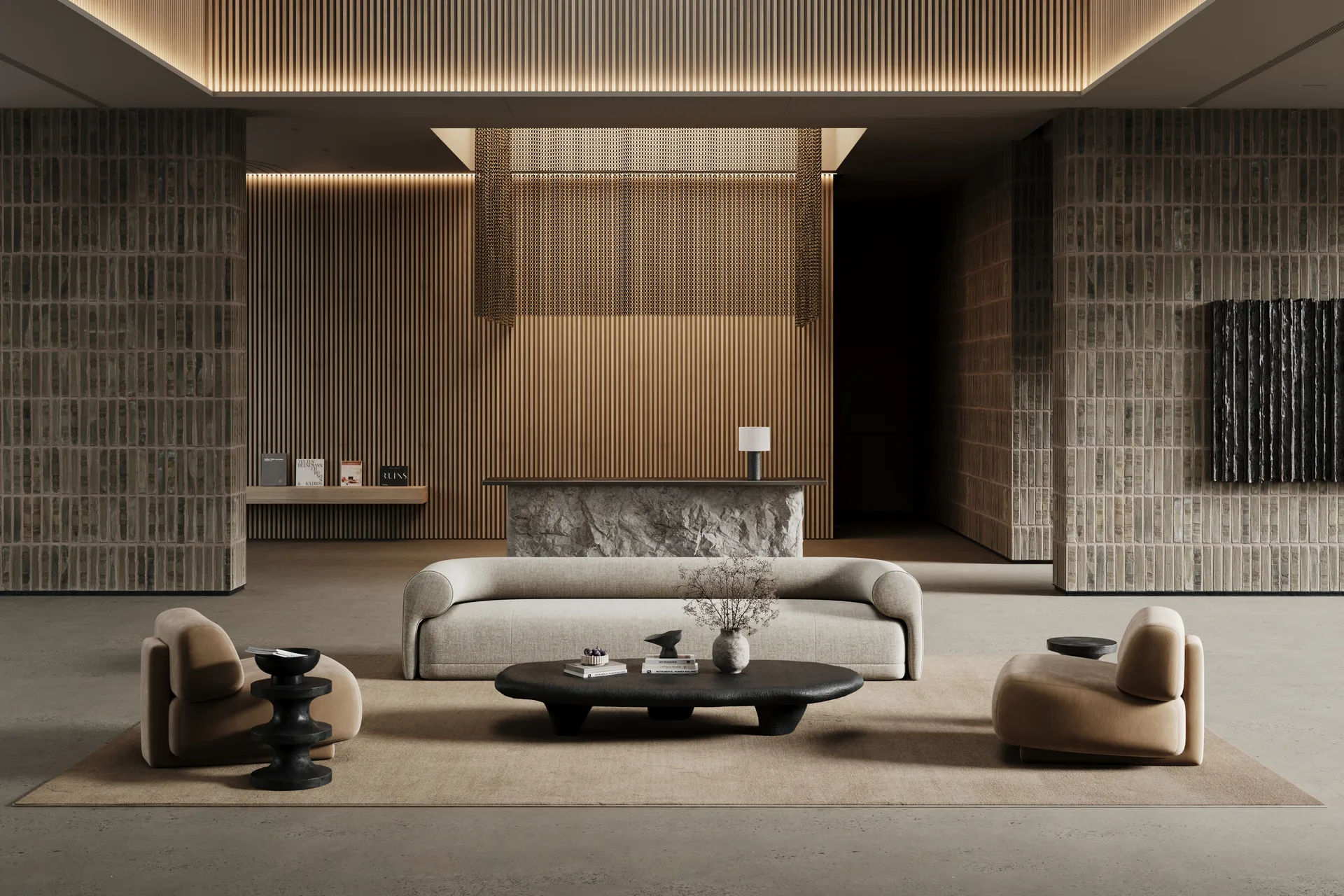 Lobby rug with overlock stitching, Beige, 300x400 cm Classic Collection