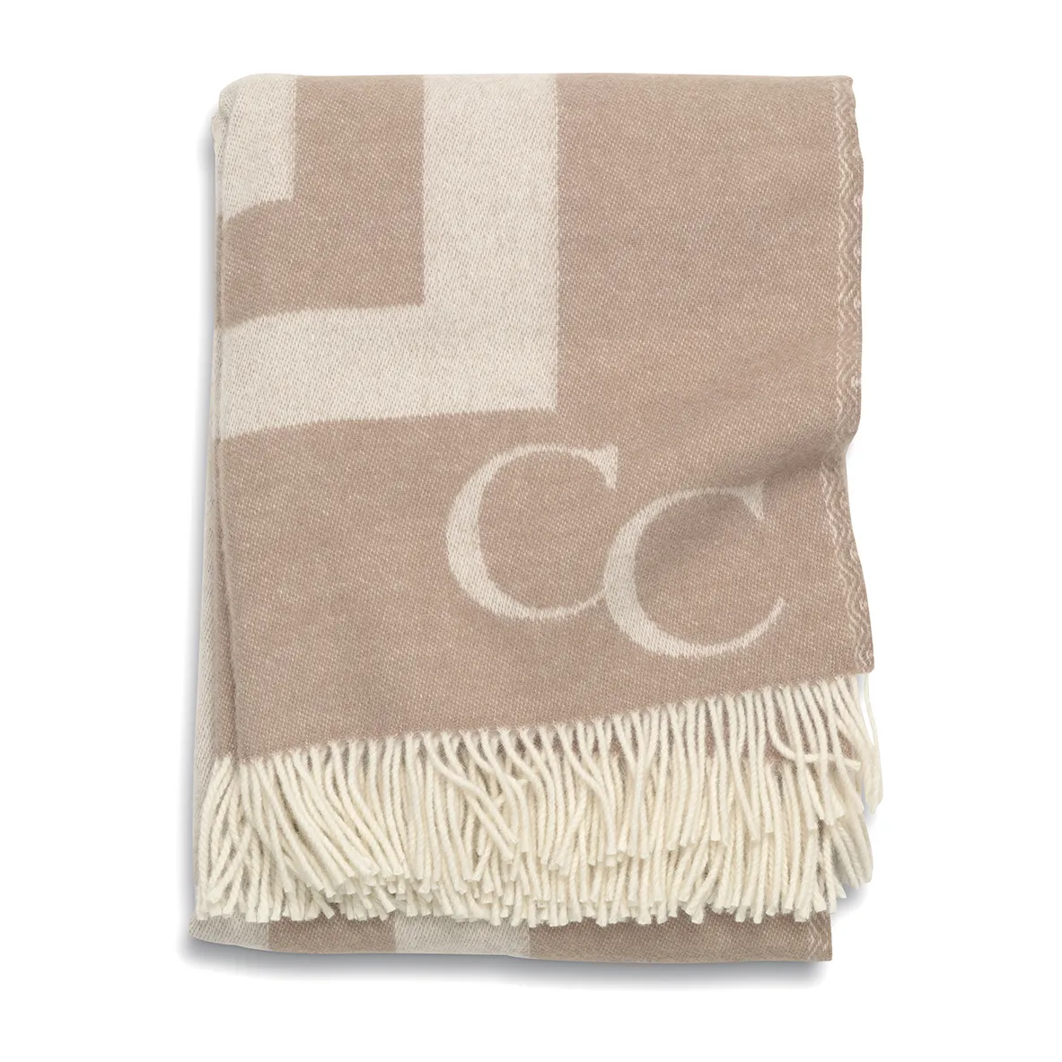 Monogram wool throw 130x200 cm, beige Classic Collection
