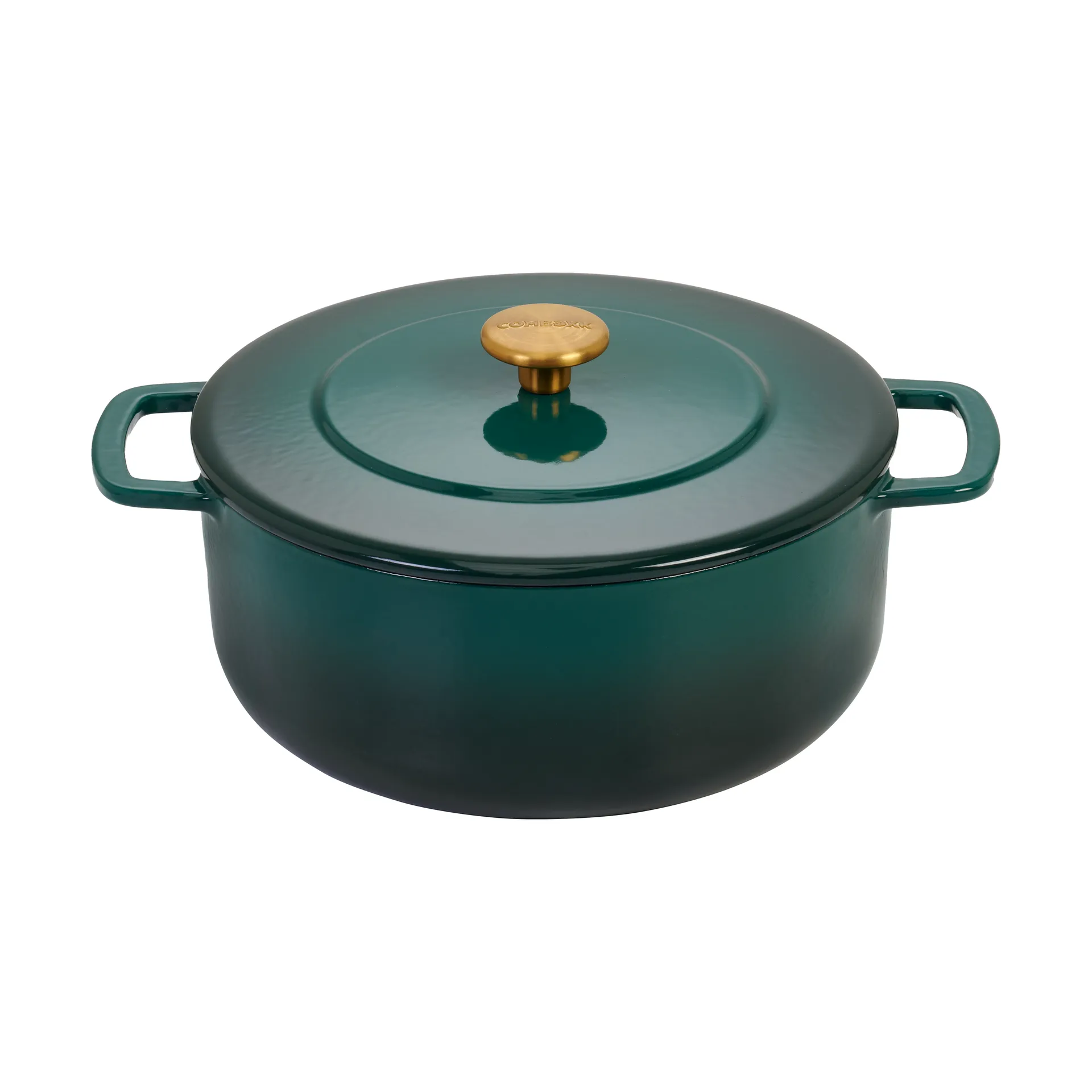 Combekk Enameled cast iron casserole Ø24 cm, Holly Green-gold knob Combekk