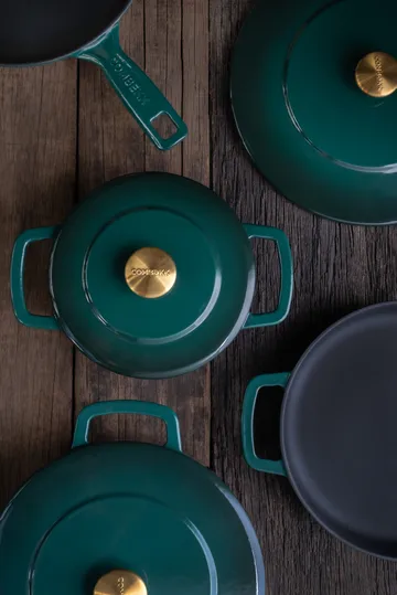 Combekk Enameled cast iron pot Ø32 cm - Holly Green-gold knob - Combekk