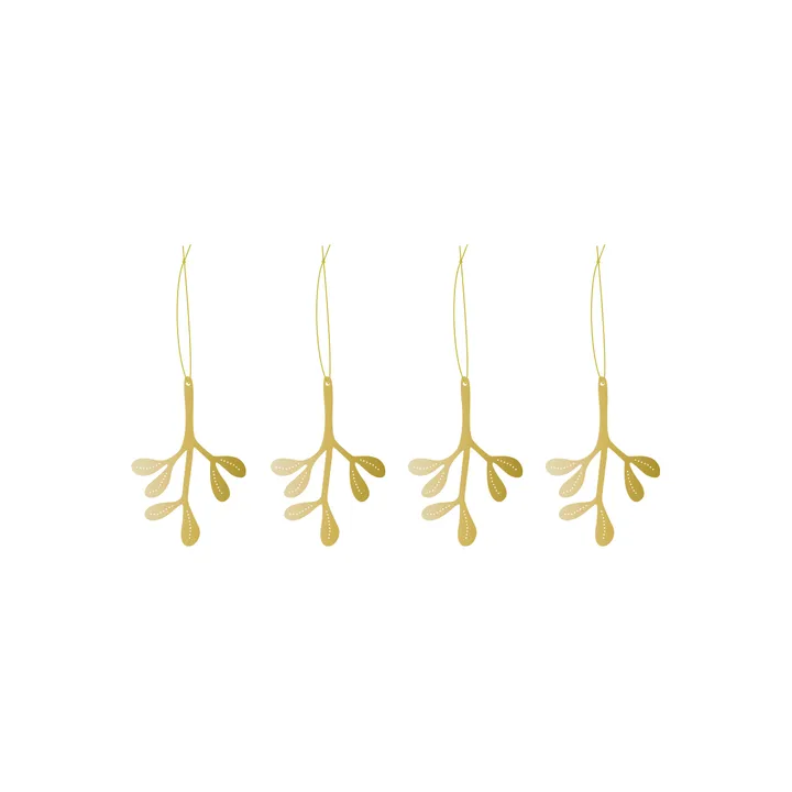 Cooee bauble brass 4-pack - Mistletoe - Cooee Design