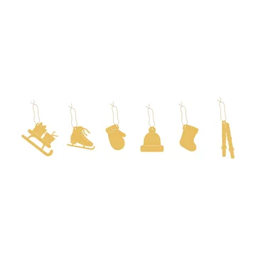 Deco Winter activities Christmas hanging ornaments 6 pieces - Brass - Cooee Design