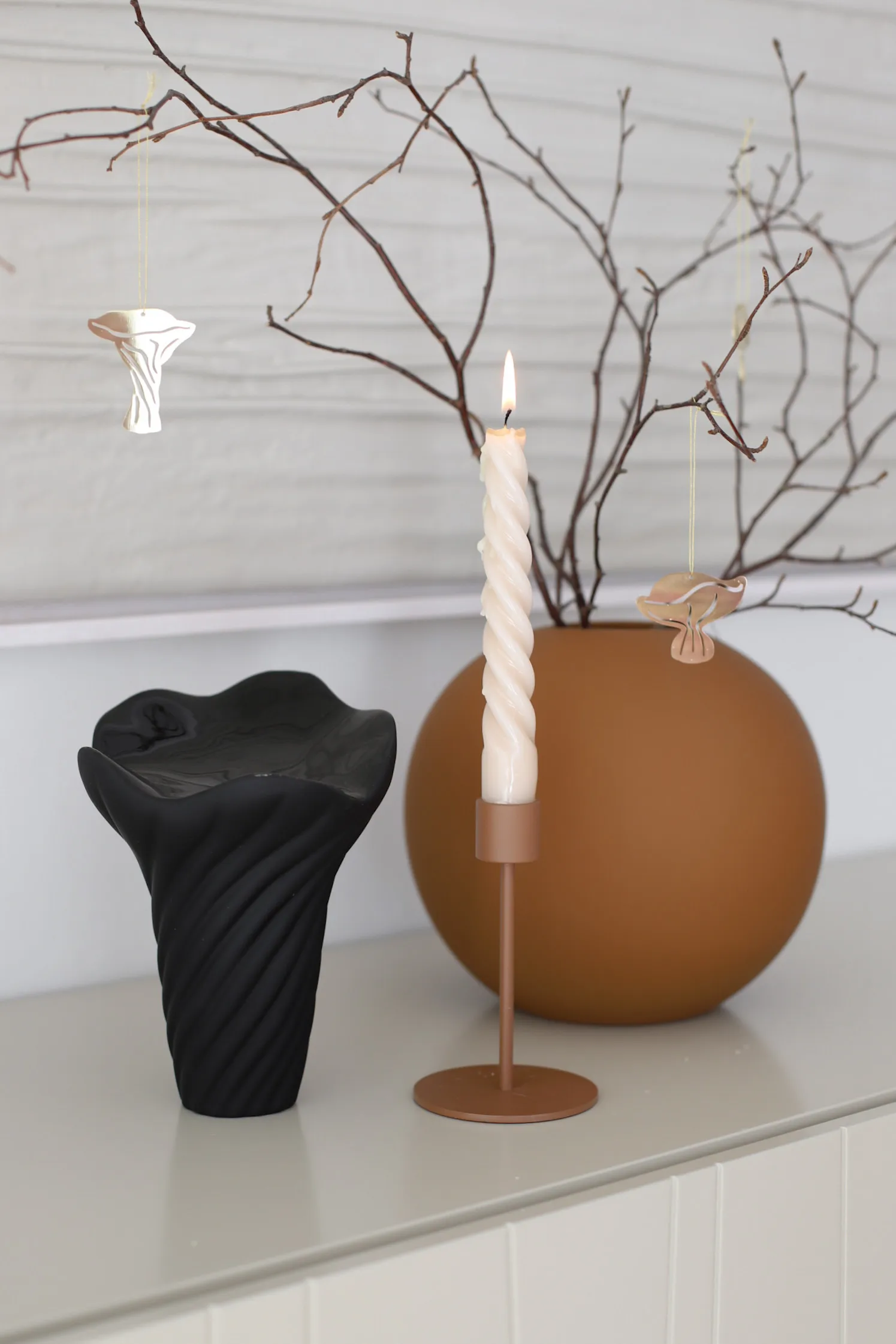 Fungi hanging decorations 4 pieces, Brass Cooee Design